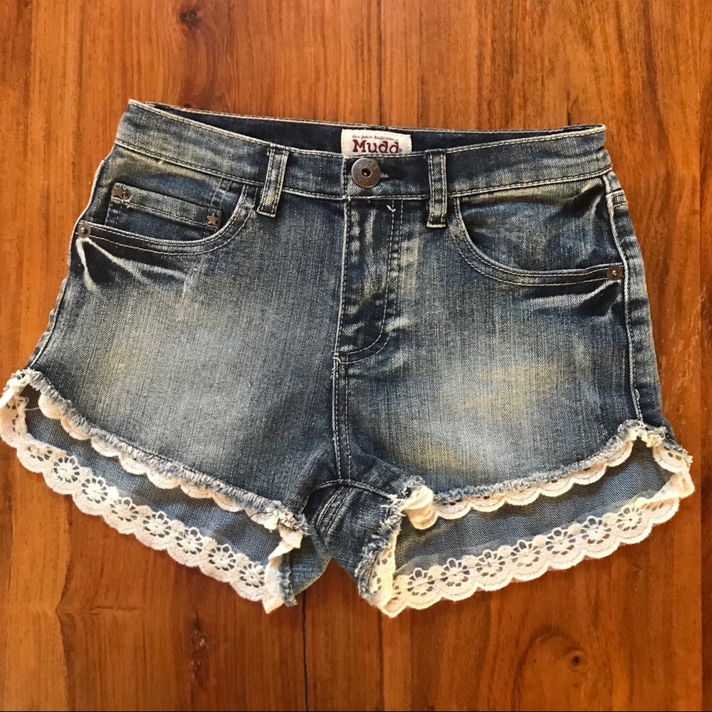 Mudd Jean Shorts with Lace Hem